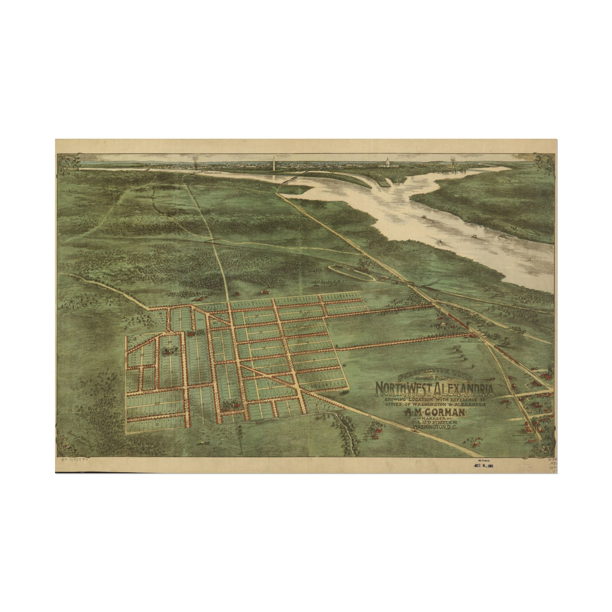 Alexandria, Virginia 1890 — Bird's-Eye View Map Print