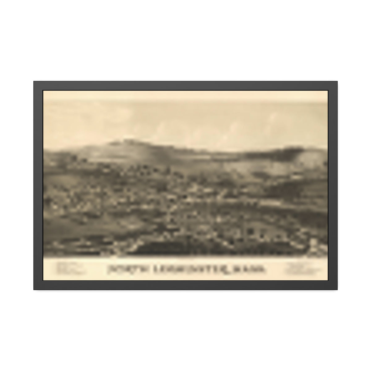 North Leominster, Massachusetts 1887 — Framed Bird's-Eye View Map