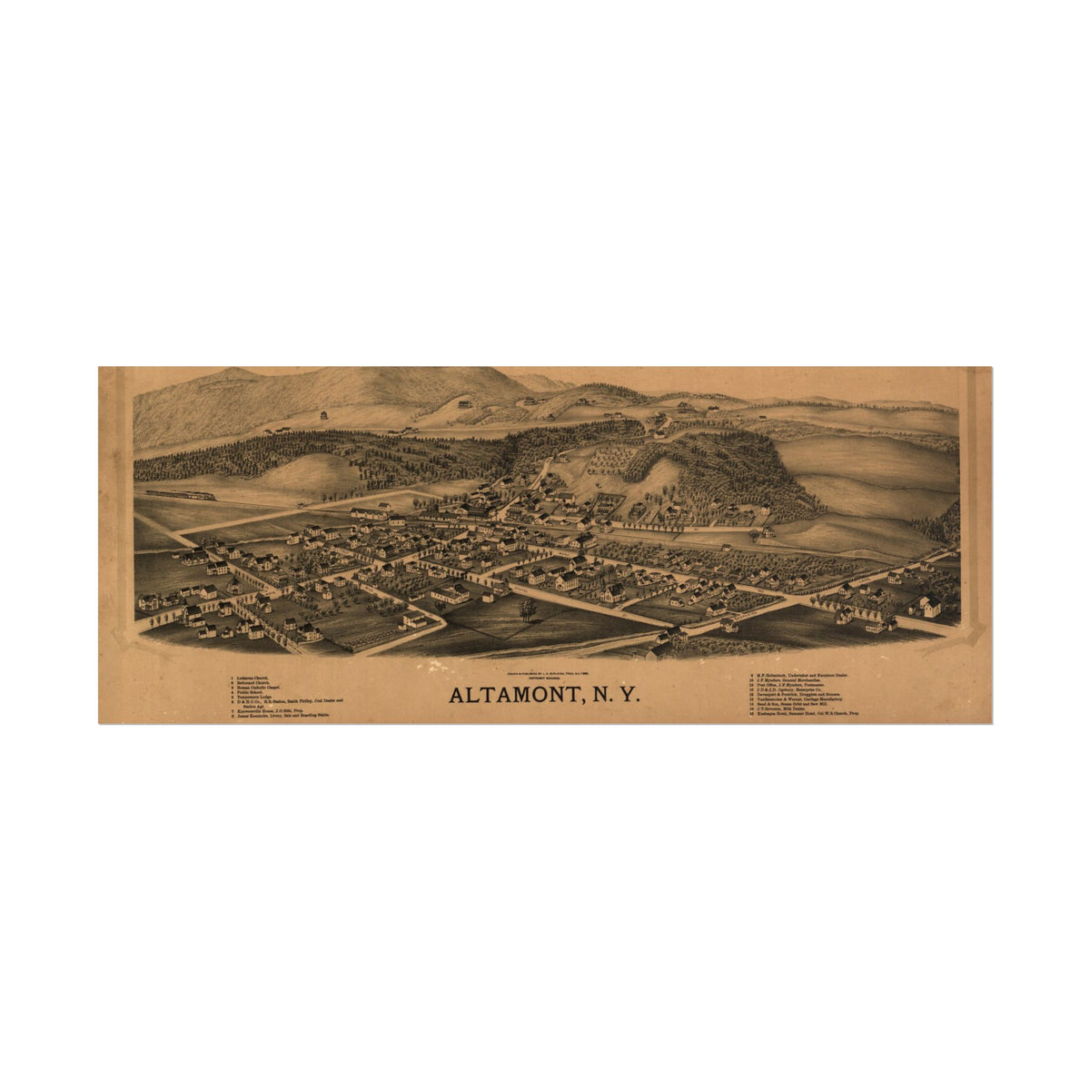 Altamont, New York 1889 — Bird's-Eye View Map Print