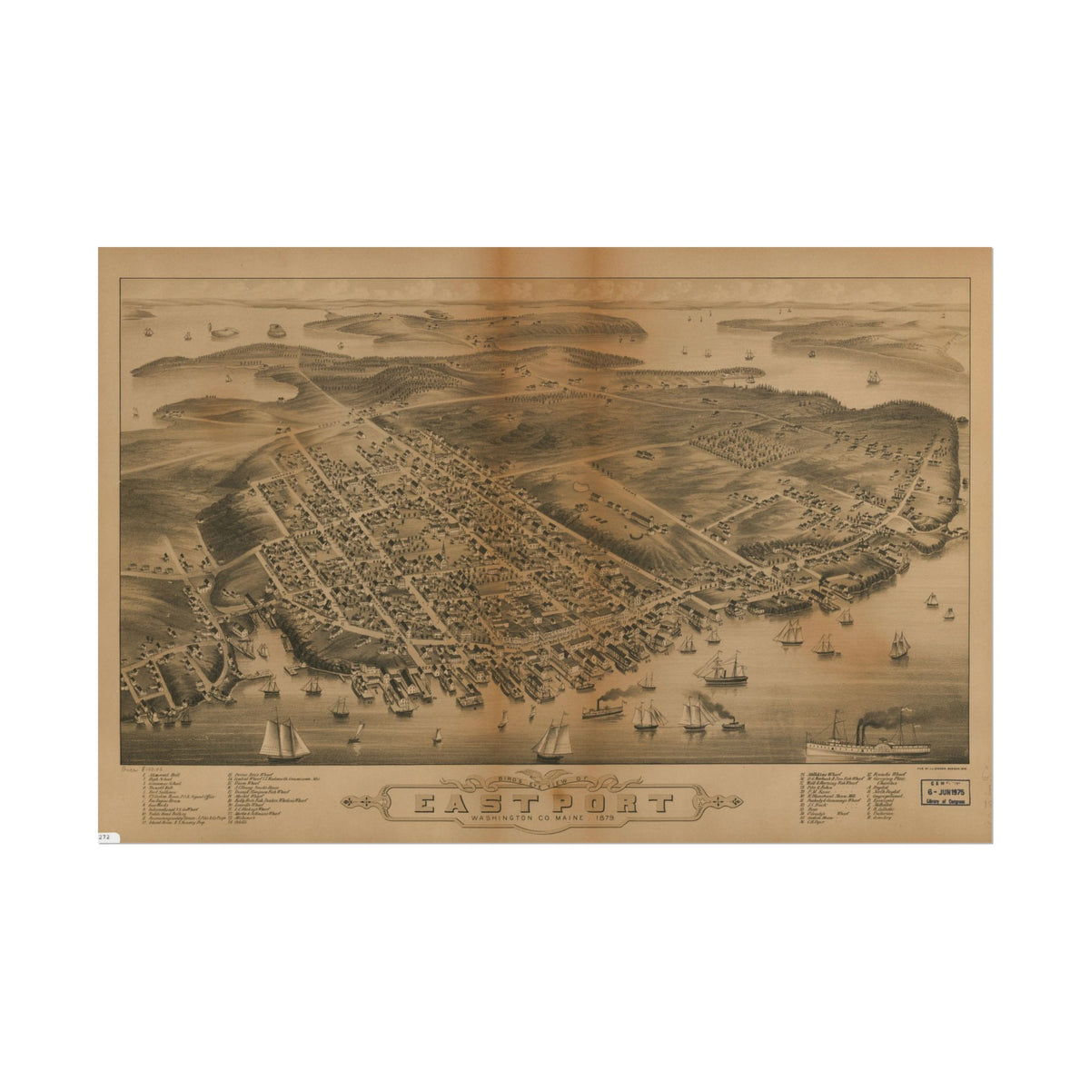 Eastport, Maine 1879 — Bird's-Eye View Map Print