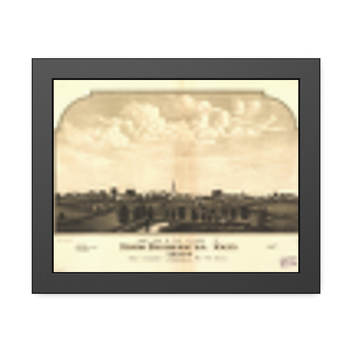 Brockton, Massachusetts 1844 — Framed Bird's-Eye View Map