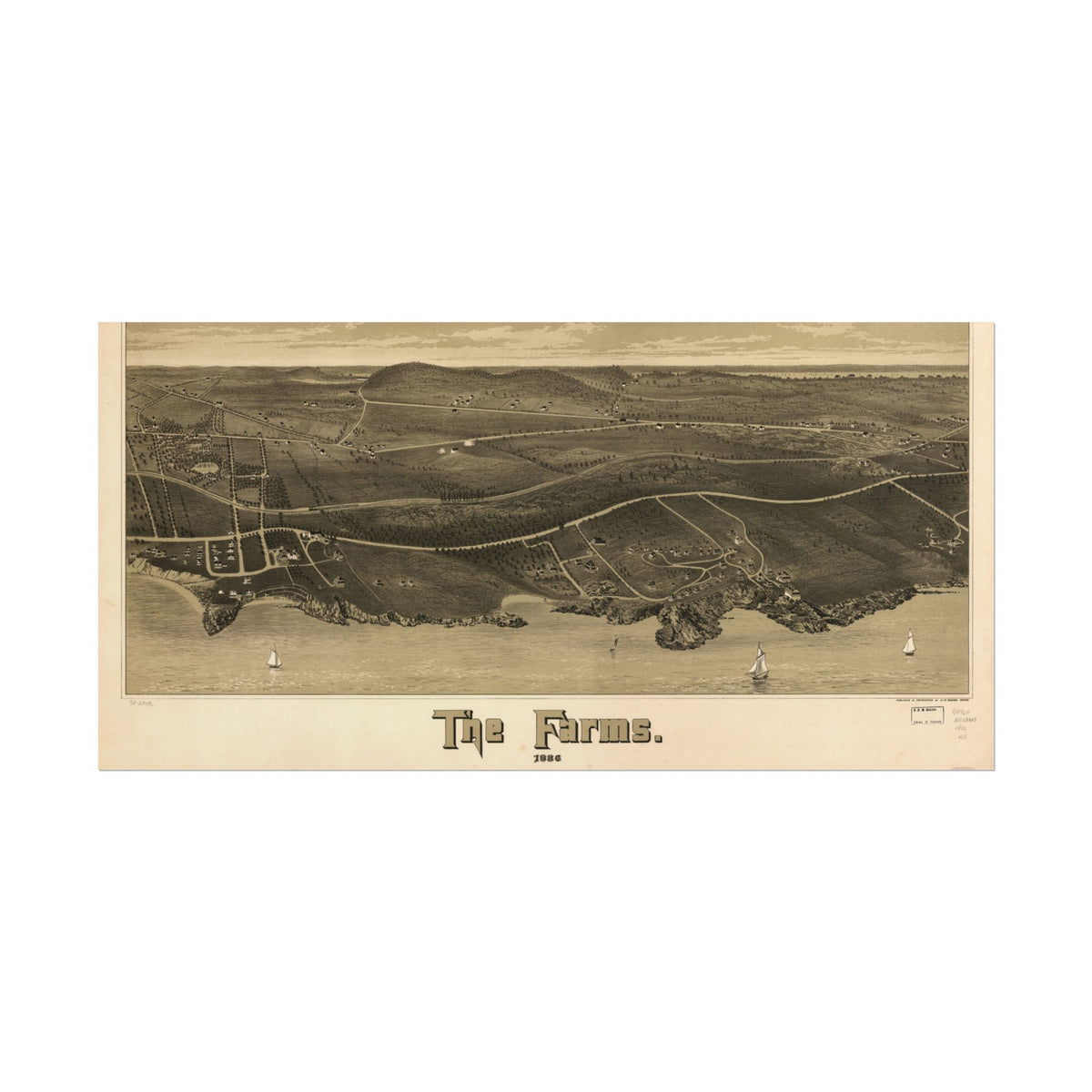 Beverly Farms, Massachusetts 1886 — Bird's-Eye View Map Print