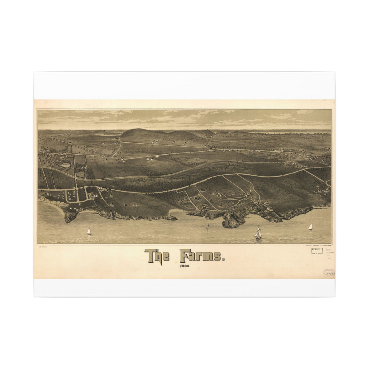 Beverly Farms, Massachusetts 1886 — Bird's-Eye View Map on Canvas