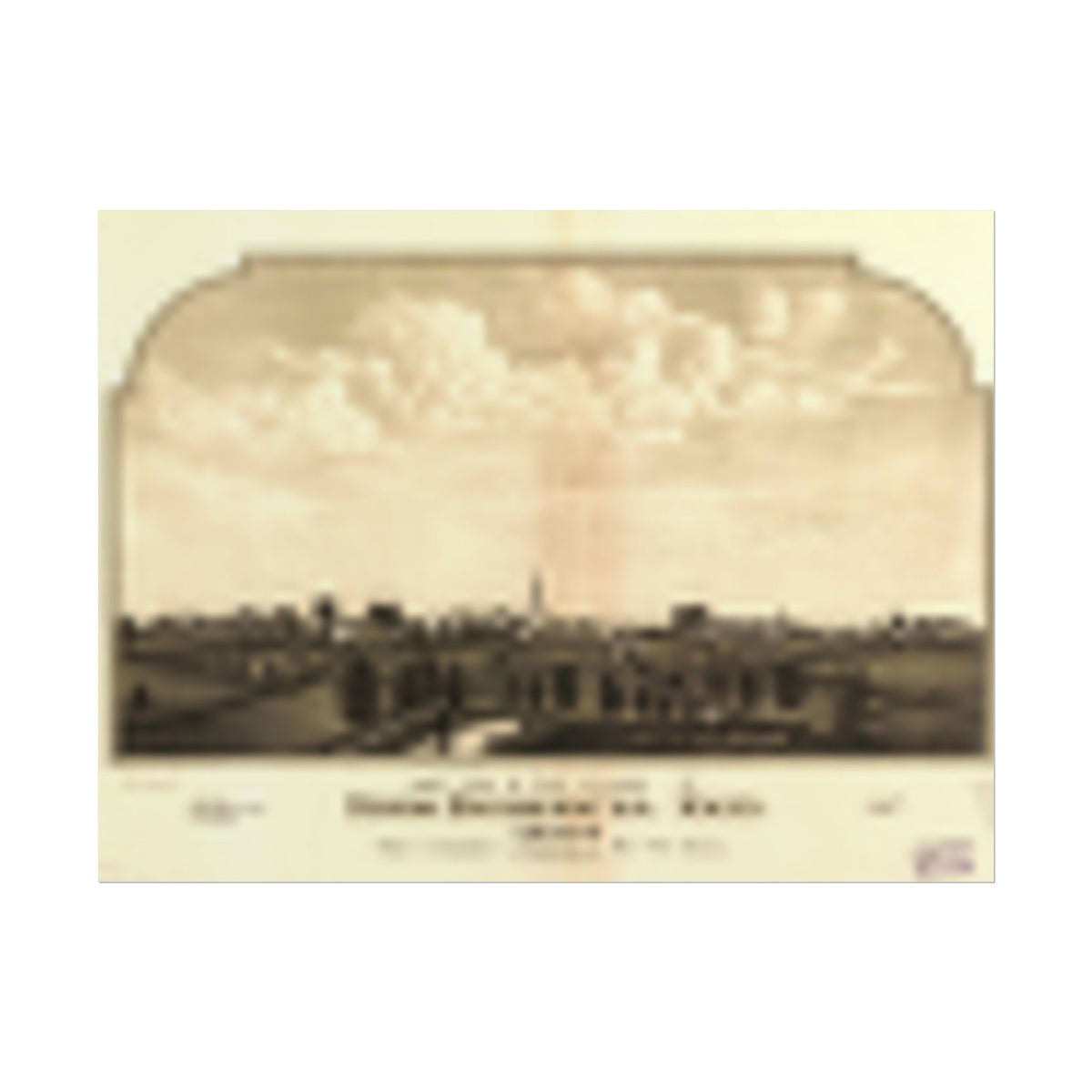 Brockton, Massachusetts 1844 — Bird's-Eye View Map Print