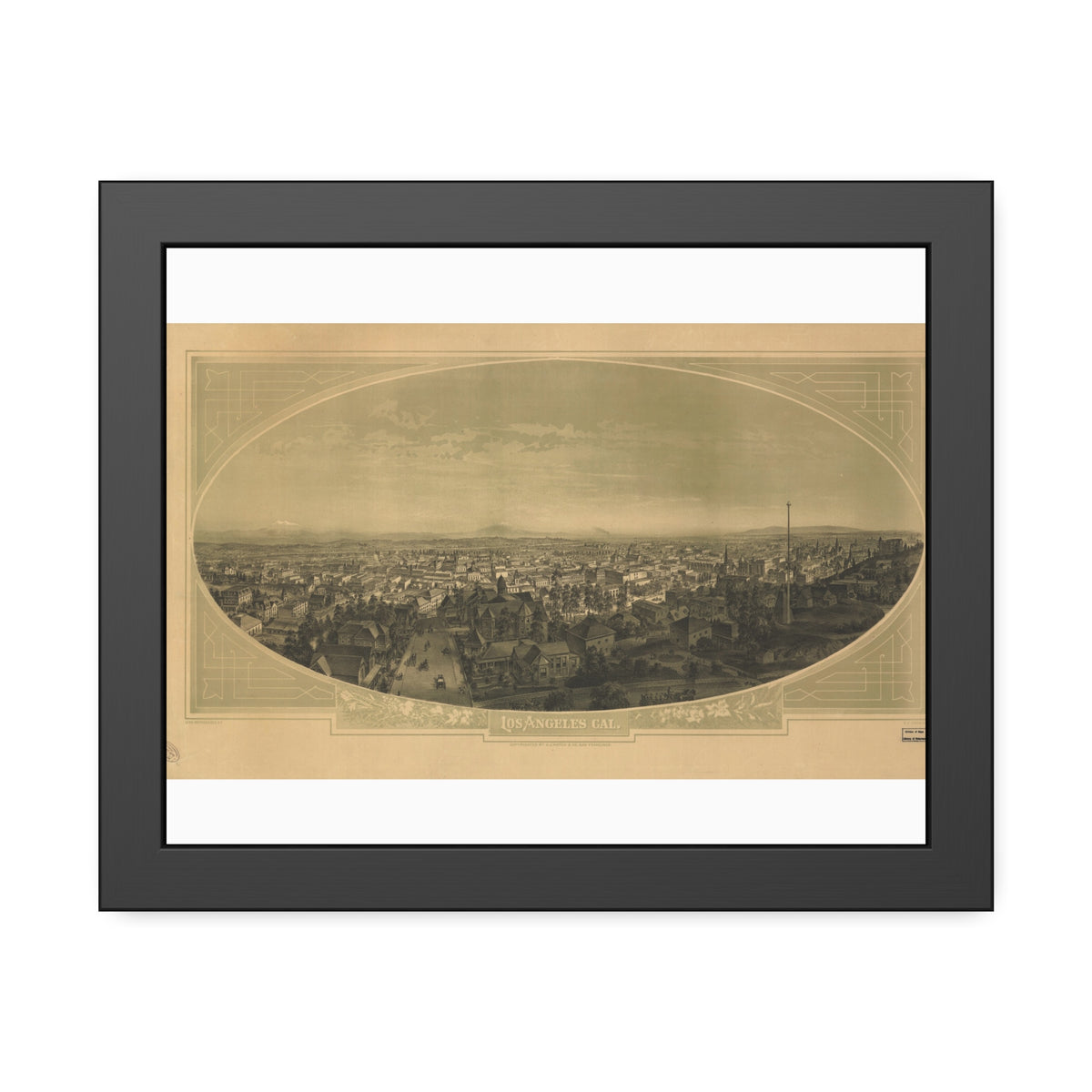 Los Angeles, California 1888 — Framed Bird's-Eye View Map