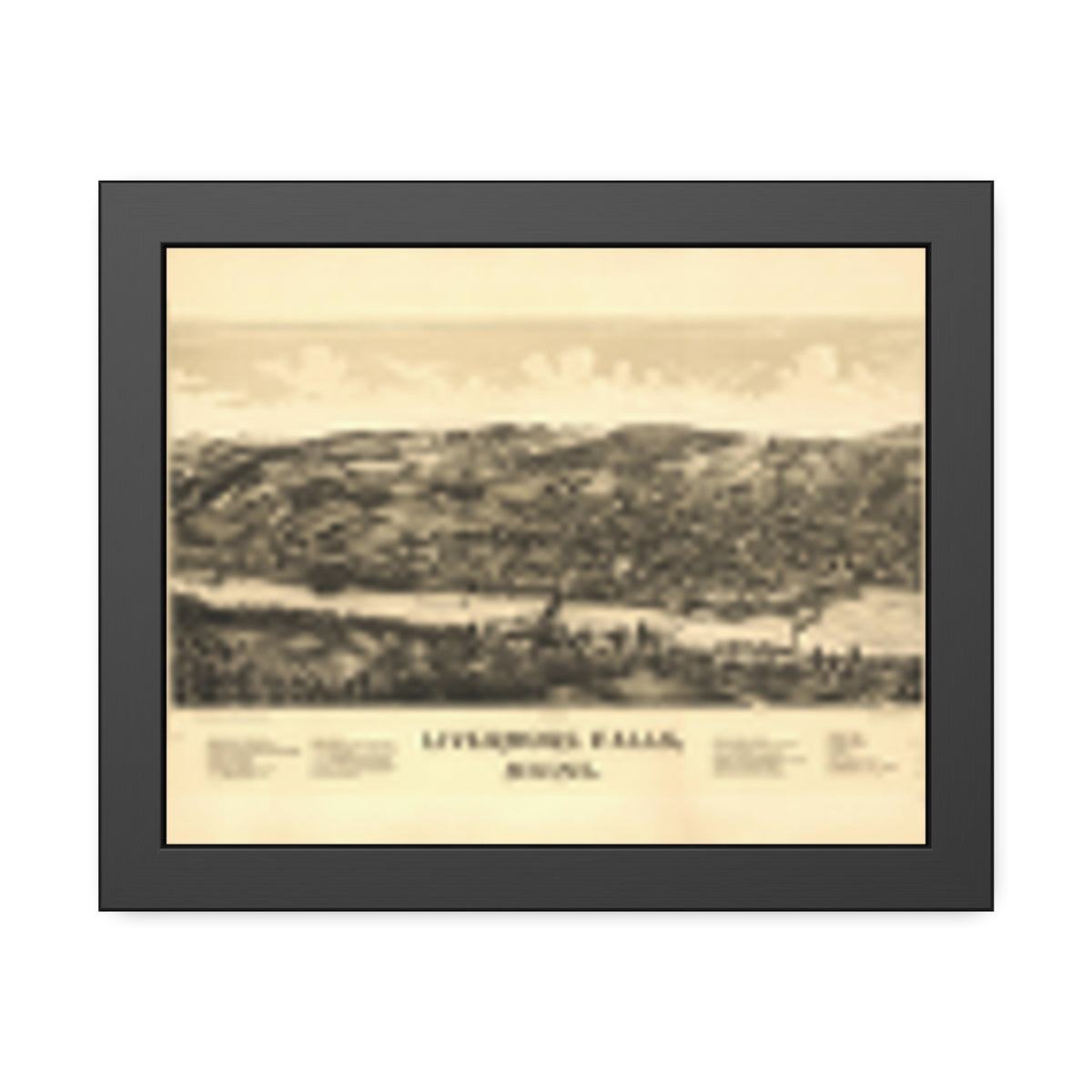 Livermore Falls, Maine 1889 — Framed Bird's-Eye View Map