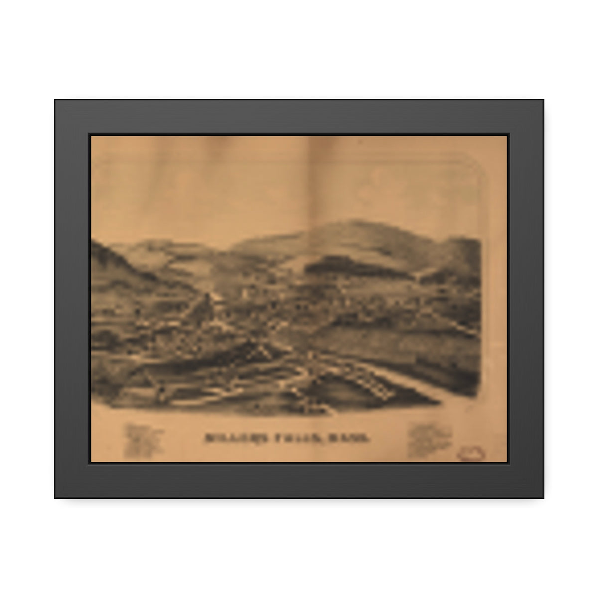 Millers Falls, Massachusetts 1800 — Framed Bird's-Eye View Map