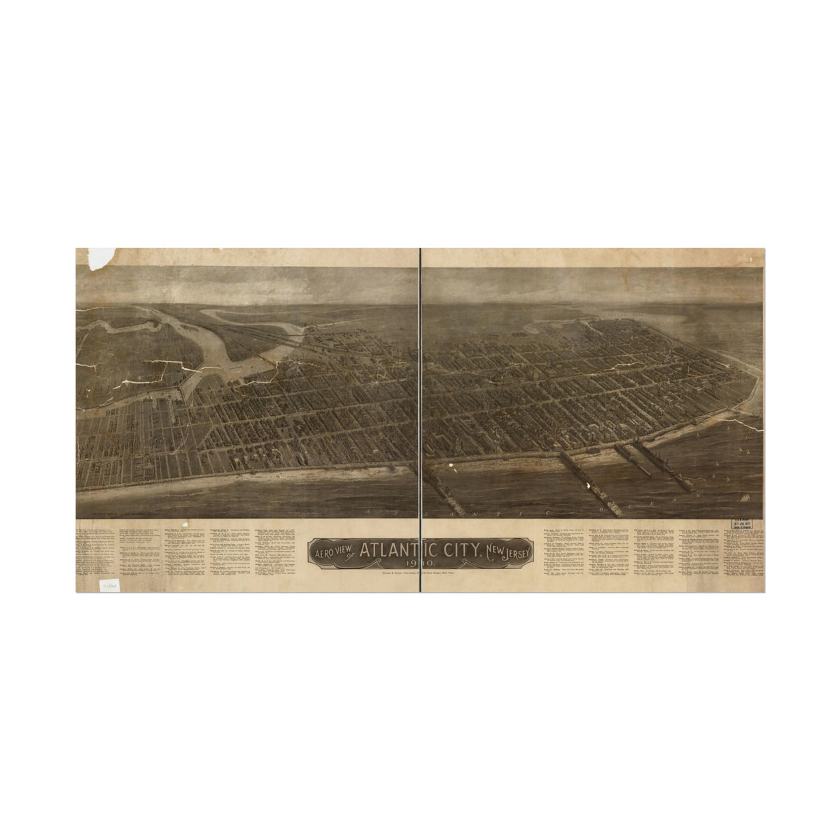 Atlantic City, New Jersey 1910 — Bird's-Eye View Map Print