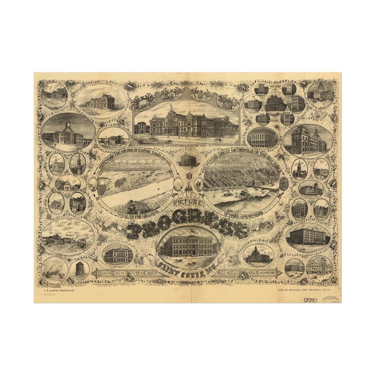 Saint Louis, Missouri 1884 — Bird's-Eye View Map Print