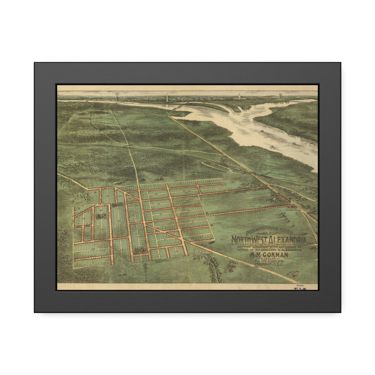 Alexandria, Virginia 1890 — Framed Bird's-Eye View Map