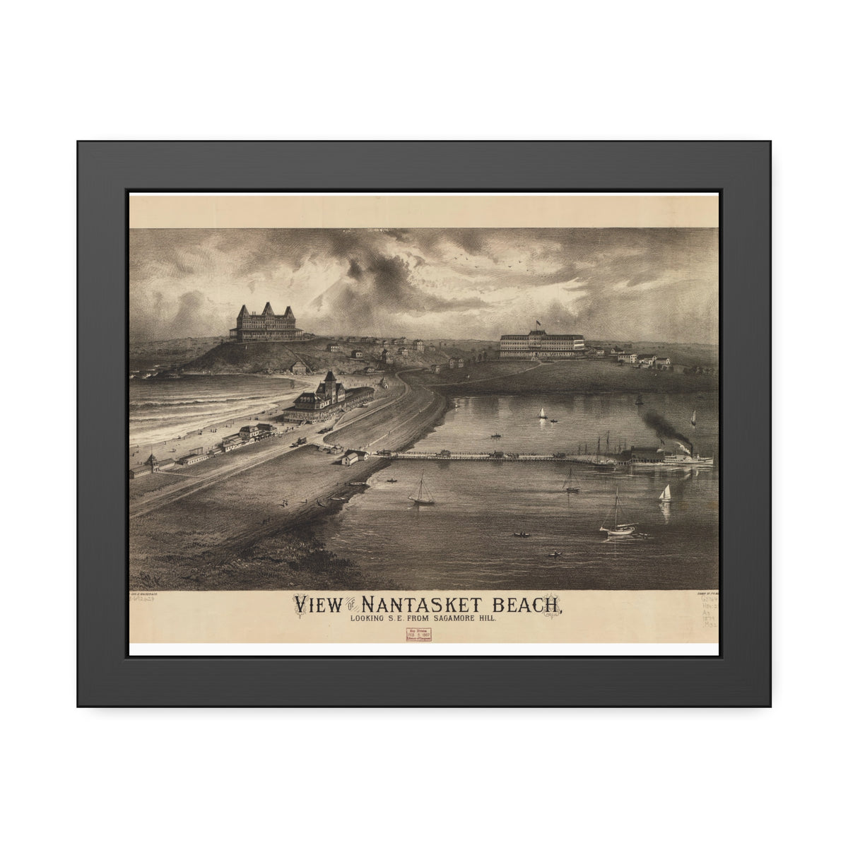 Nantasket Beach, Massachusetts 1879 — Framed Bird's-Eye View Map