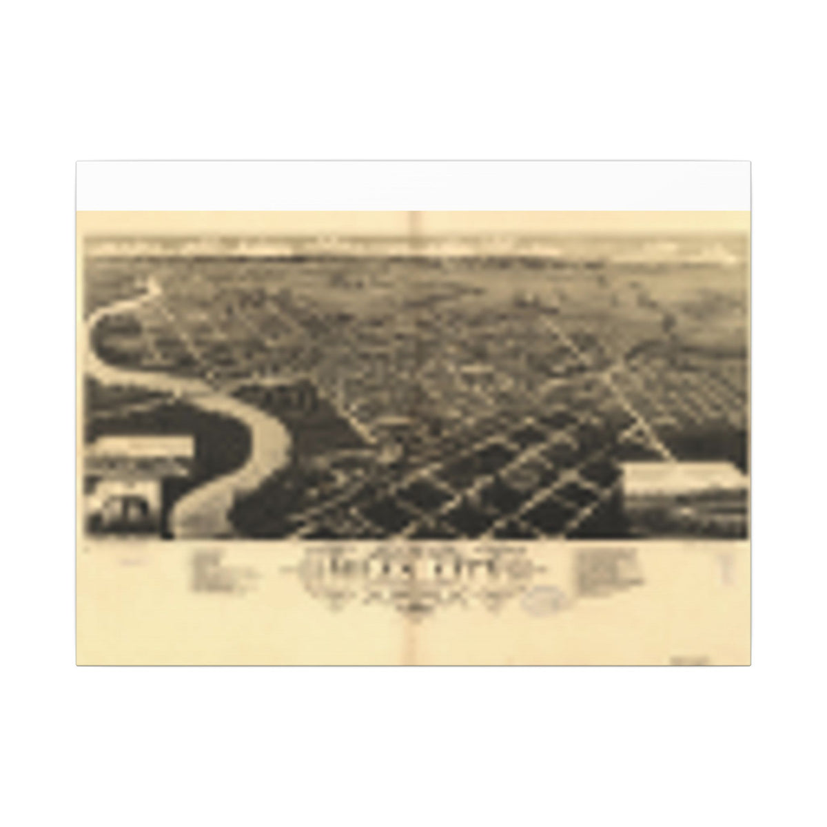 Miles City, Montana 1883 — Bird's-Eye View Map on Canvas