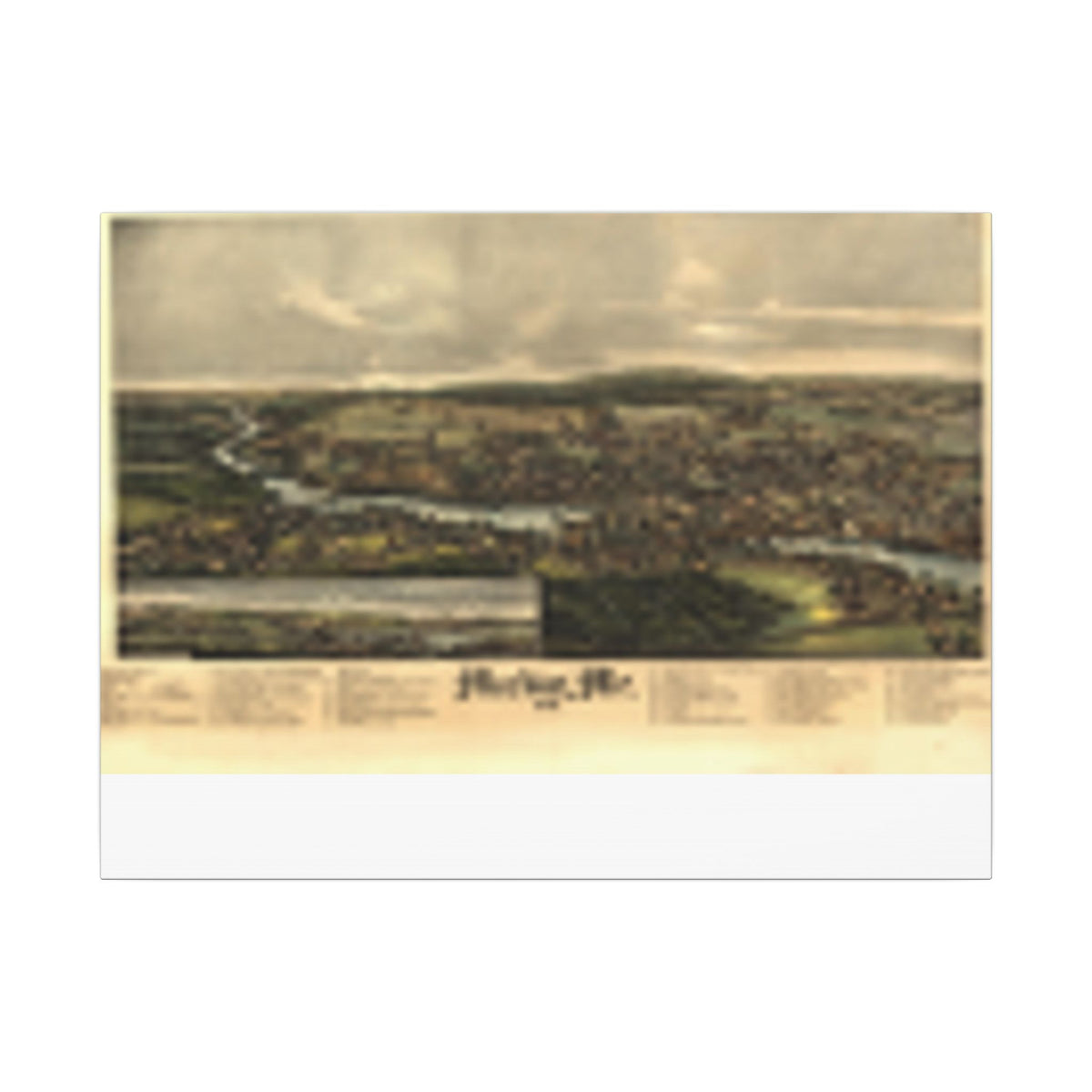 Machias, Maine 1896 — Bird's-Eye View Map on Canvas