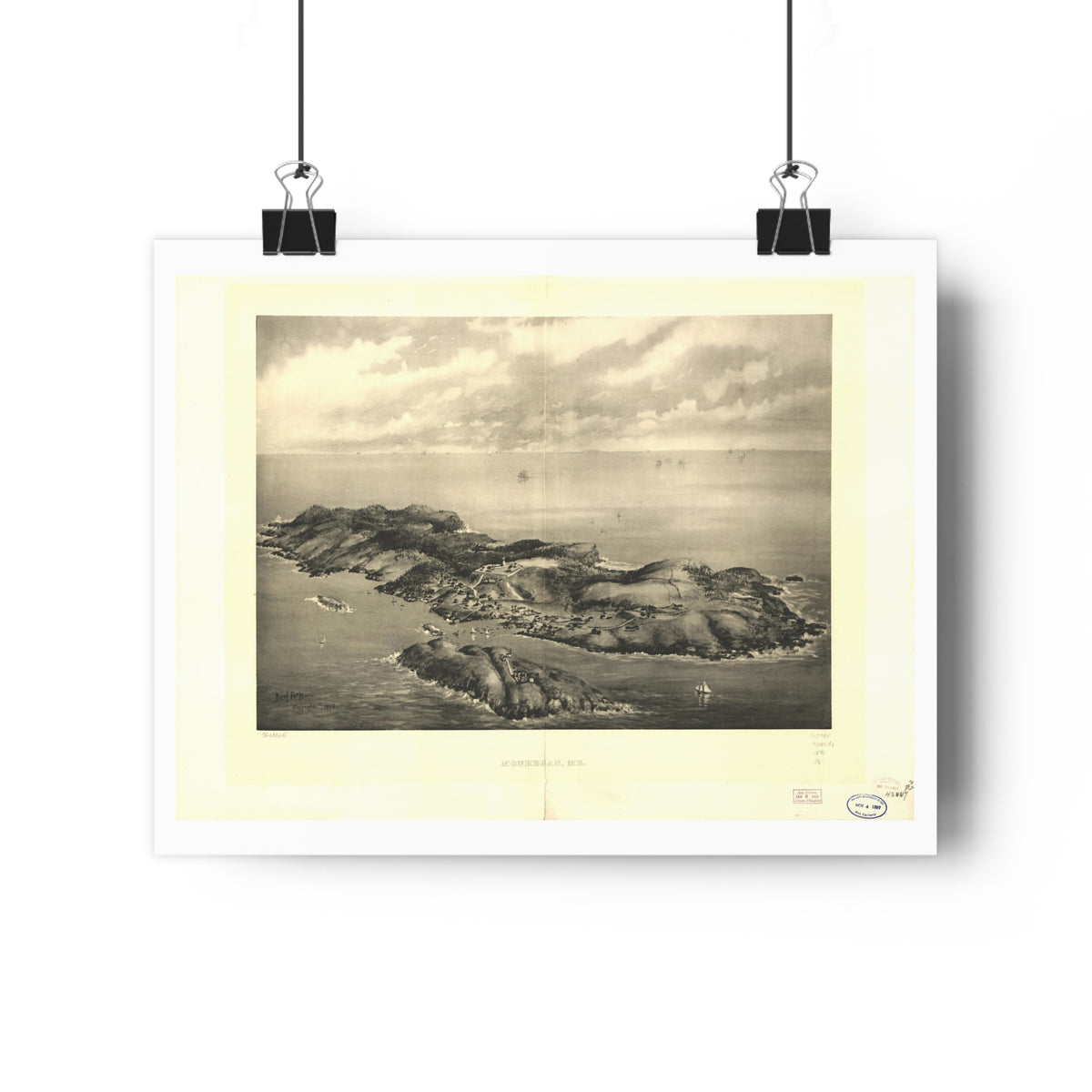 Monhegan, Maine 1896 — Bird's-Eye View Map Print