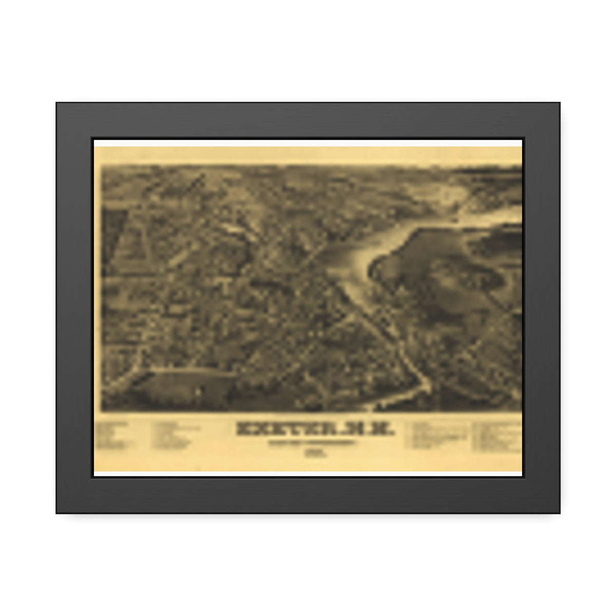 Exeter, New Hampshire 1884 — Framed Bird's-Eye View Map