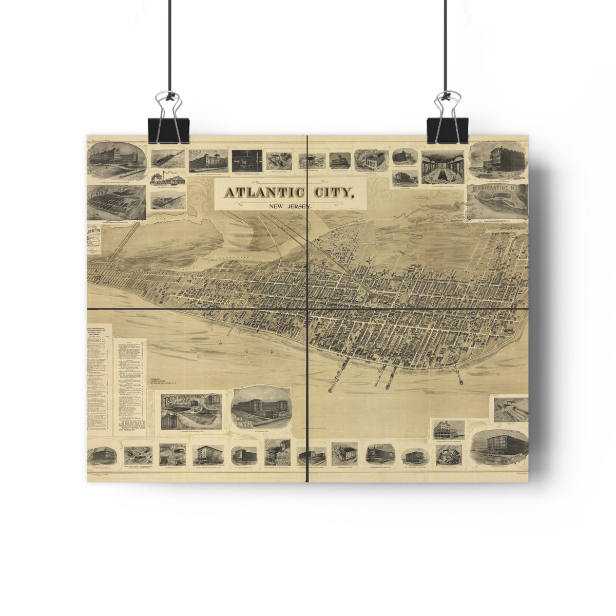 Atlantic City, New Jersey 1900 — Bird's-Eye View Map Print