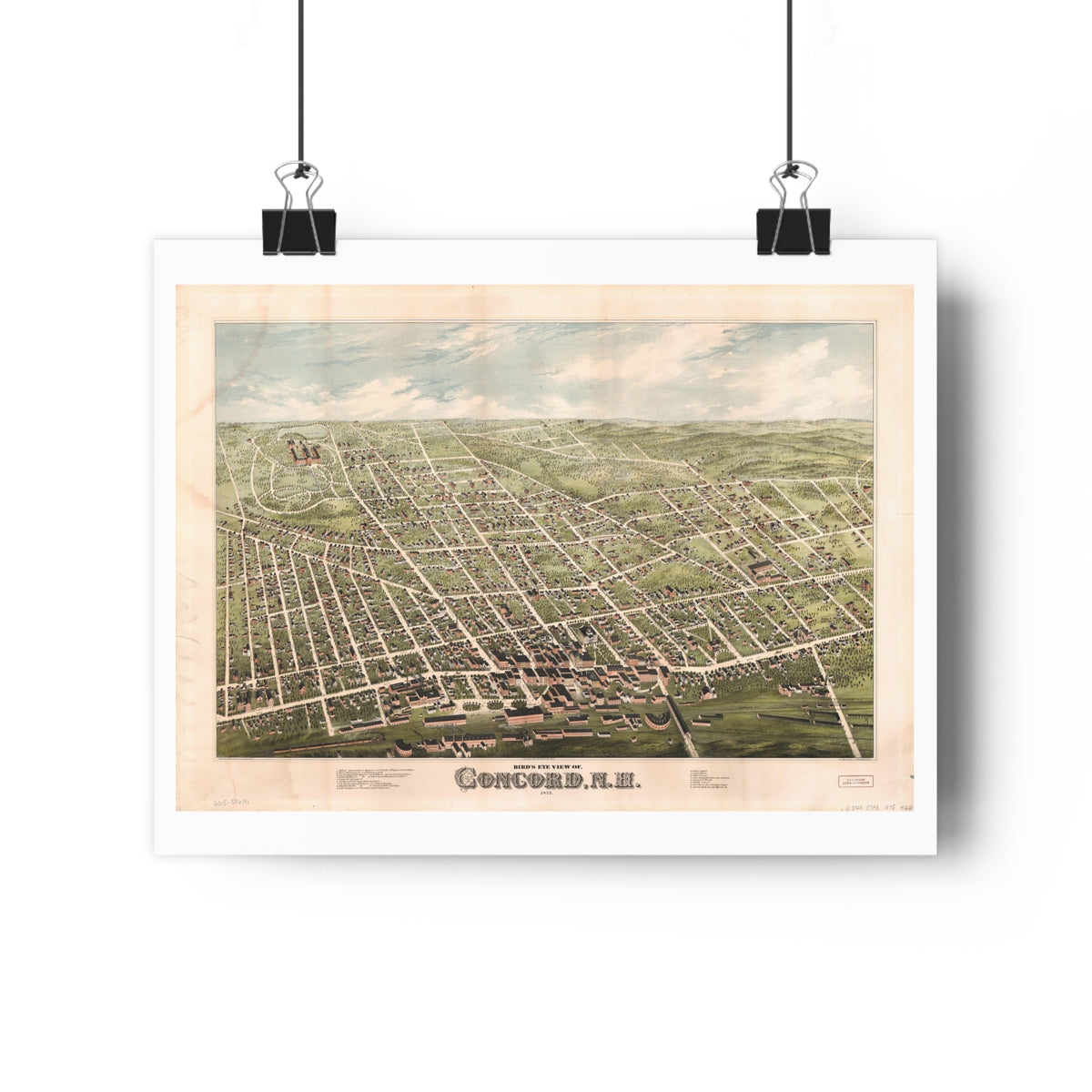Concord, New Hampshire 1875 — Bird's-Eye View Map Print