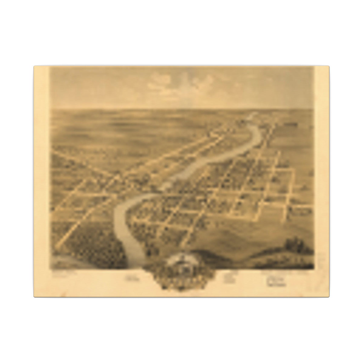Anoka, Minnesota 1869 — Bird's-Eye View Map on Canvas