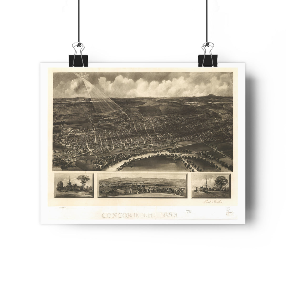 Concord, New Hampshire 1899 — Bird's-Eye View Map Print