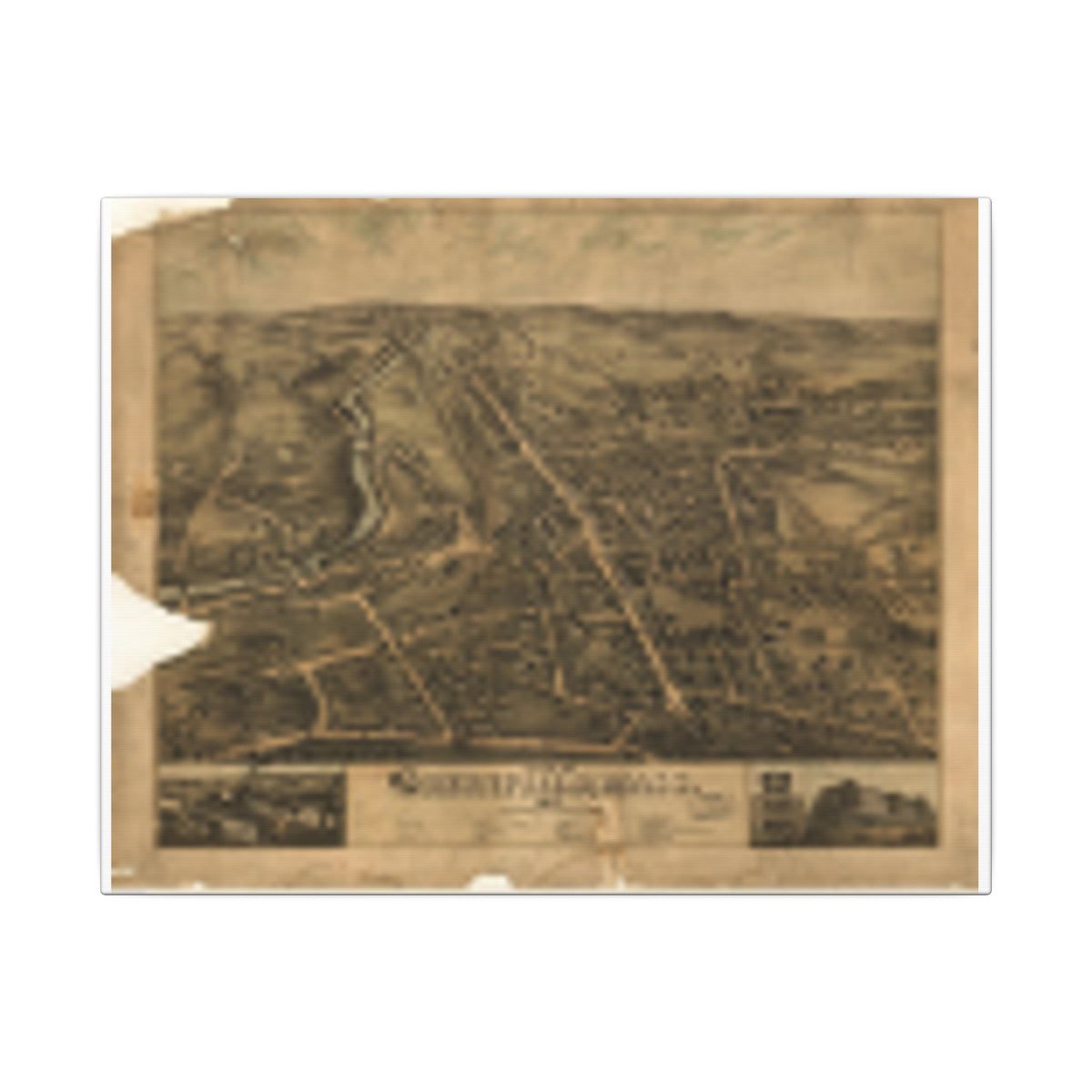 Greenfield, Massachusetts 1877 — Bird's-Eye View Map on Canvas