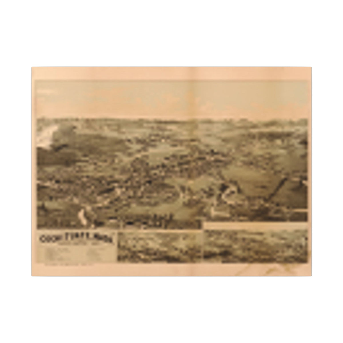 Cochituate, Massachusetts 1887 — Bird's-Eye View Map on Canvas