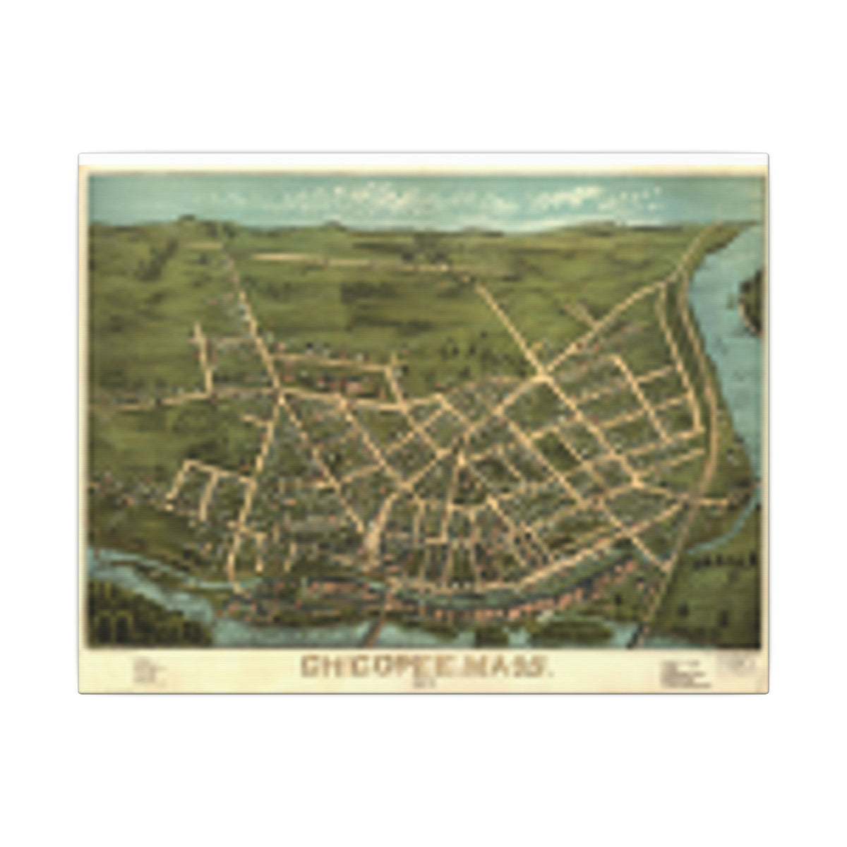Chicopee, Massachusetts 1878 — Bird's-Eye View Map on Canvas