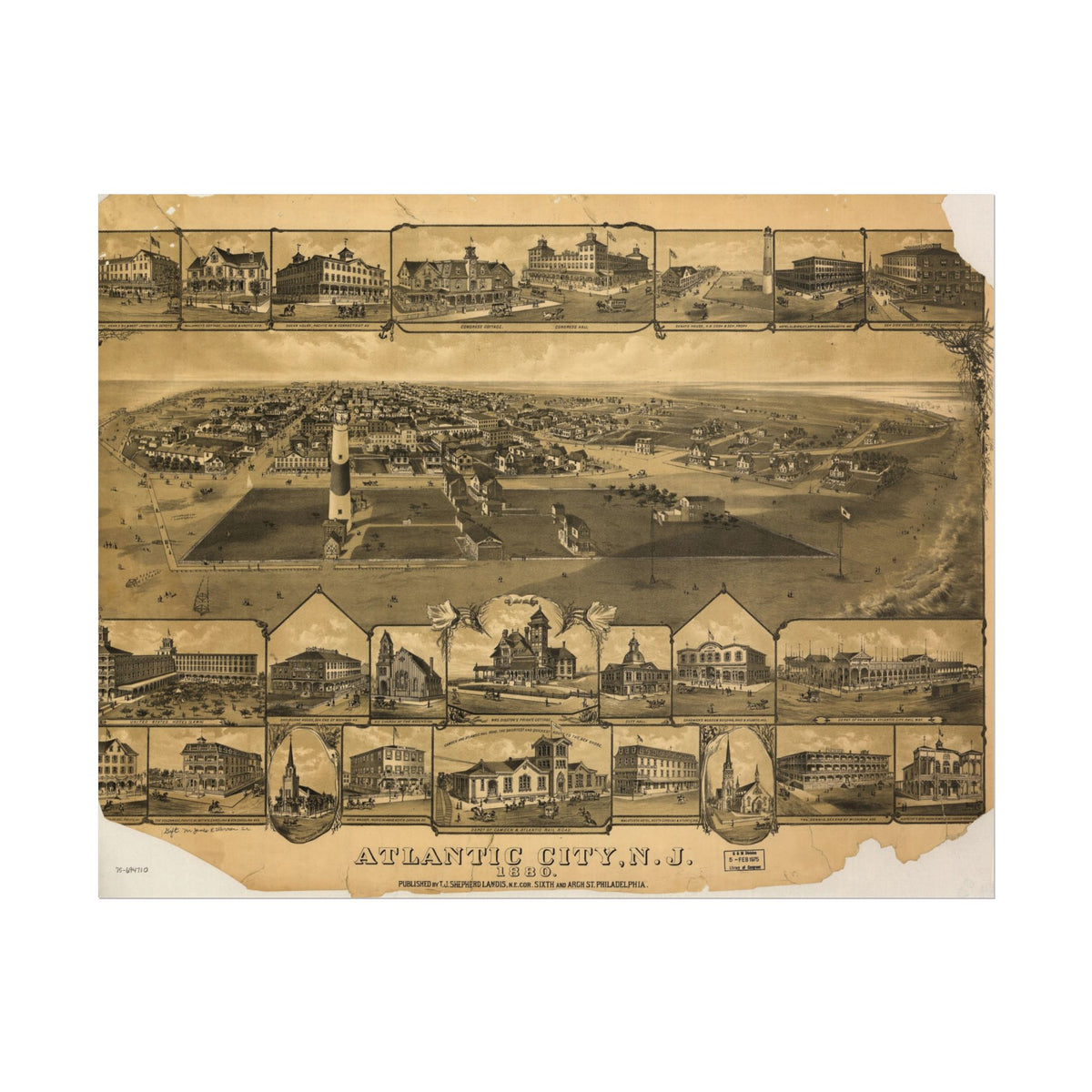 Atlantic City, New Jersey 1880 — Bird's-Eye View Map Print