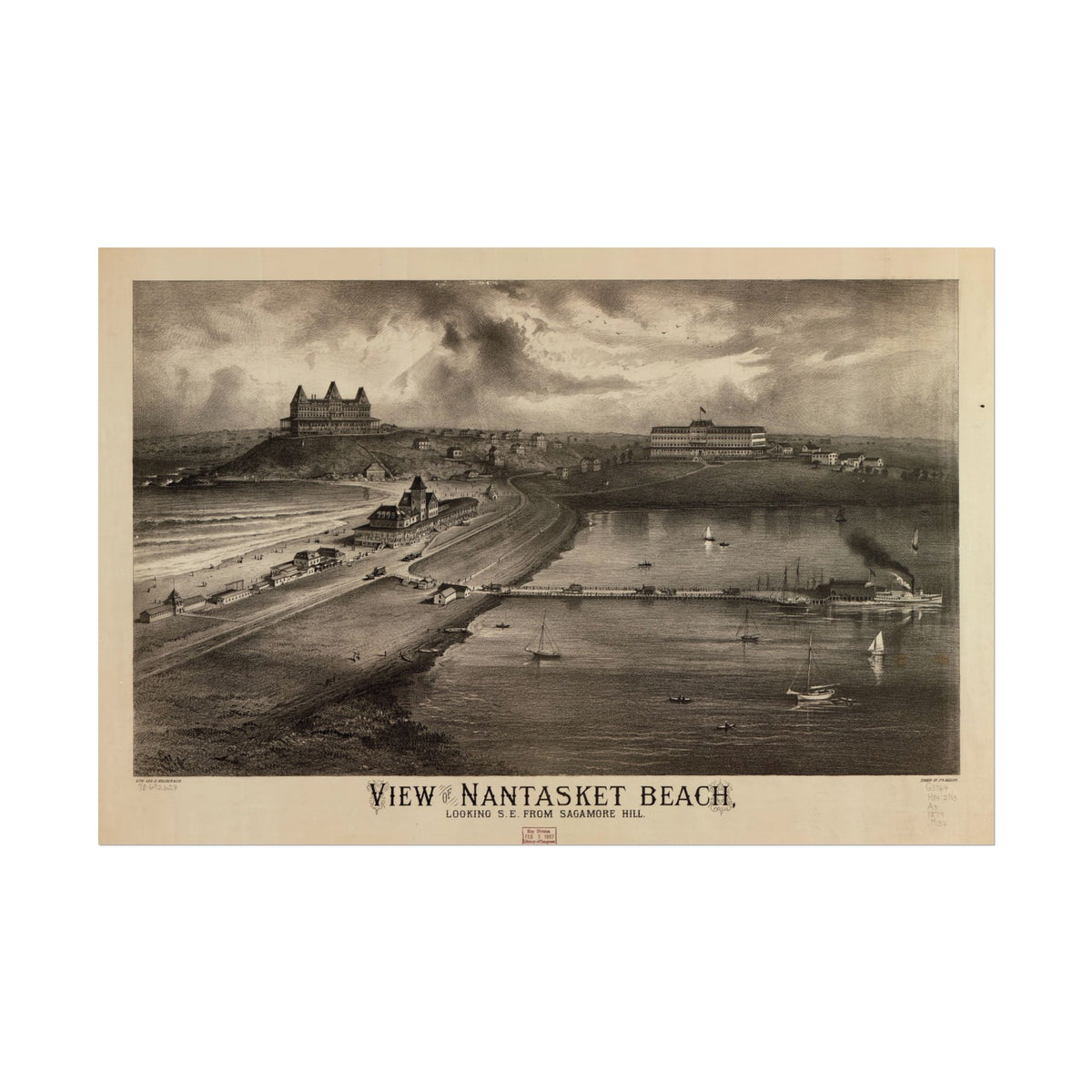 Nantasket Beach, Massachusetts 1879 — Bird's-Eye View Map Print