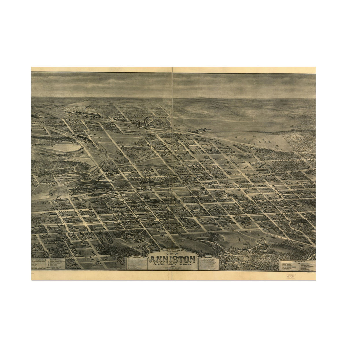 Anniston, Alabama 1903 — Bird's-Eye View Map Print