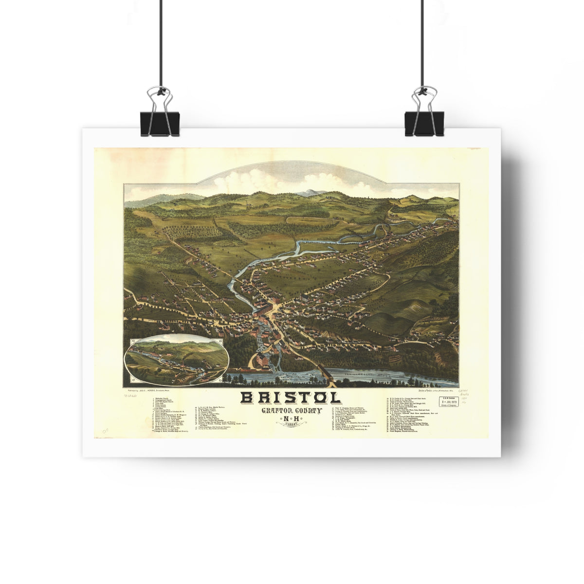 Bristol, New Hampshire 1884 — Bird's-Eye View Map Print