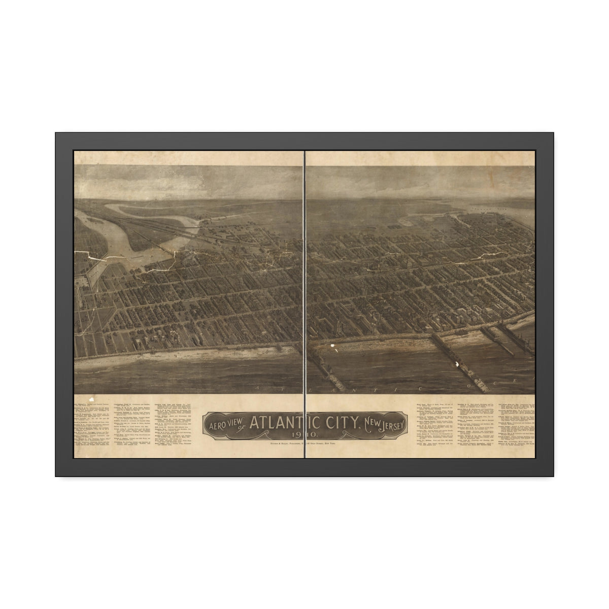 Atlantic City, New Jersey 1910 — Framed Bird's-Eye View Map