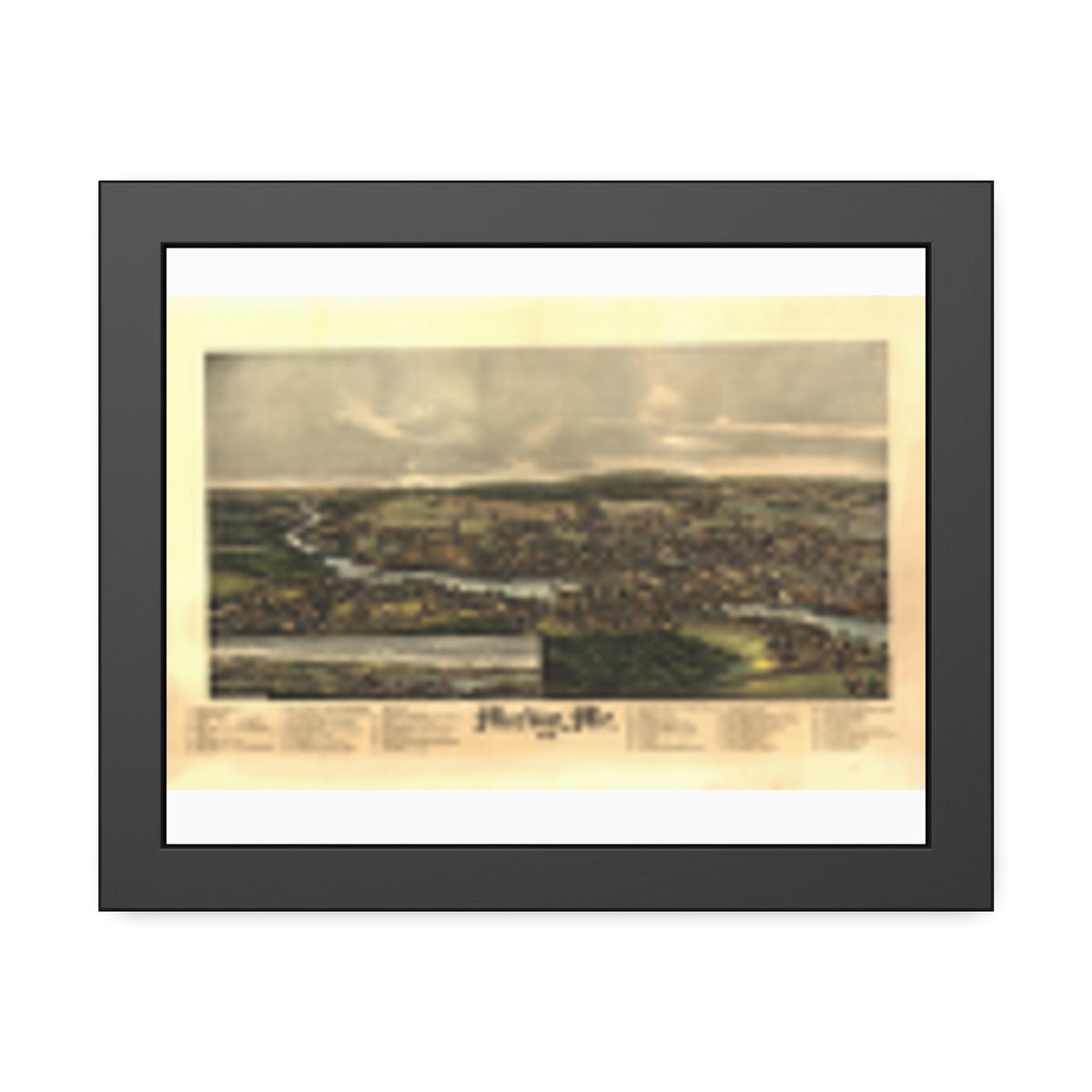 Machias, Maine 1896 — Framed Bird's-Eye View Map