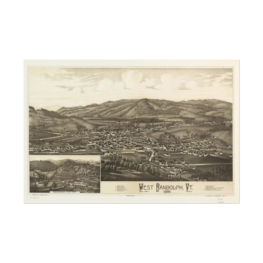 West Randolph, Vermont 1886 — Bird's-Eye View Map Print