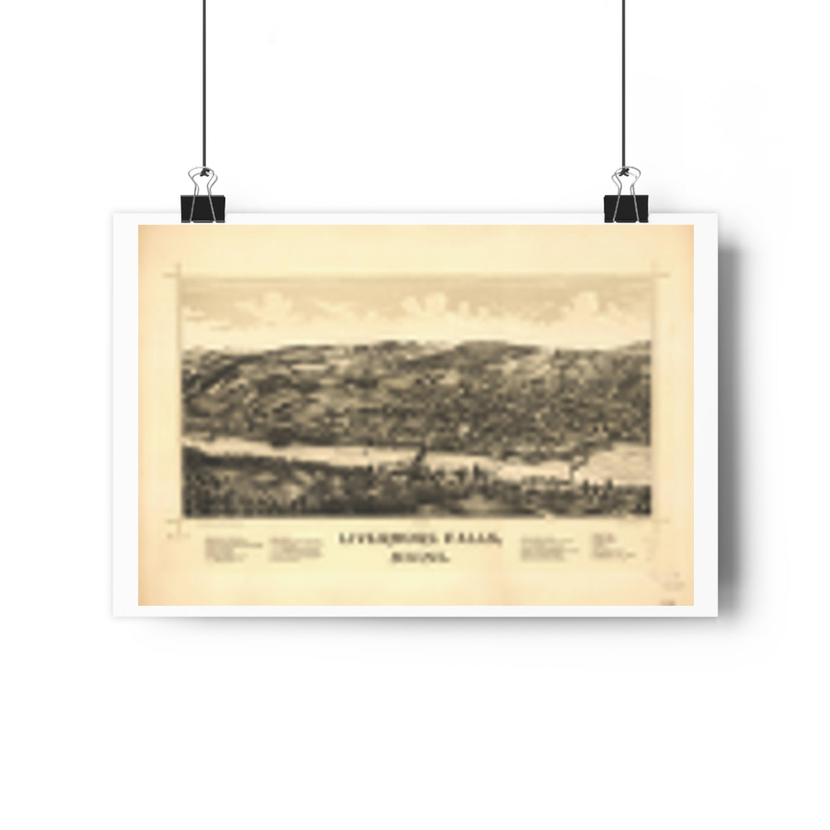 Livermore Falls, Maine 1889 — Bird's-Eye View Map Print