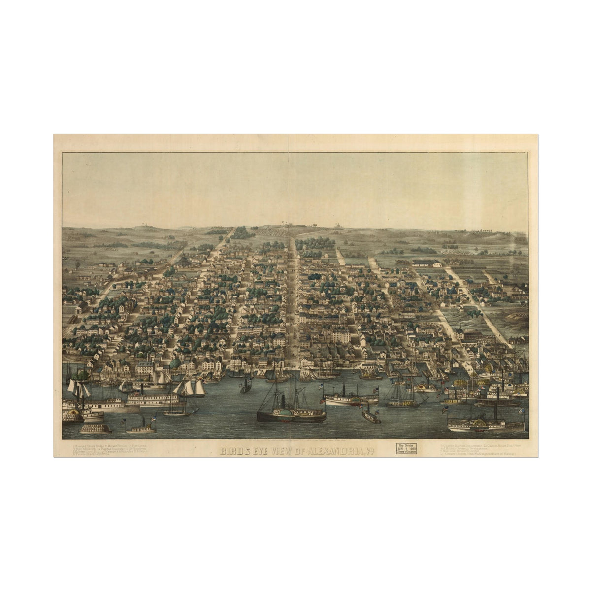 Alexandria, Virginia 1863 — Bird's-Eye View Map Print
