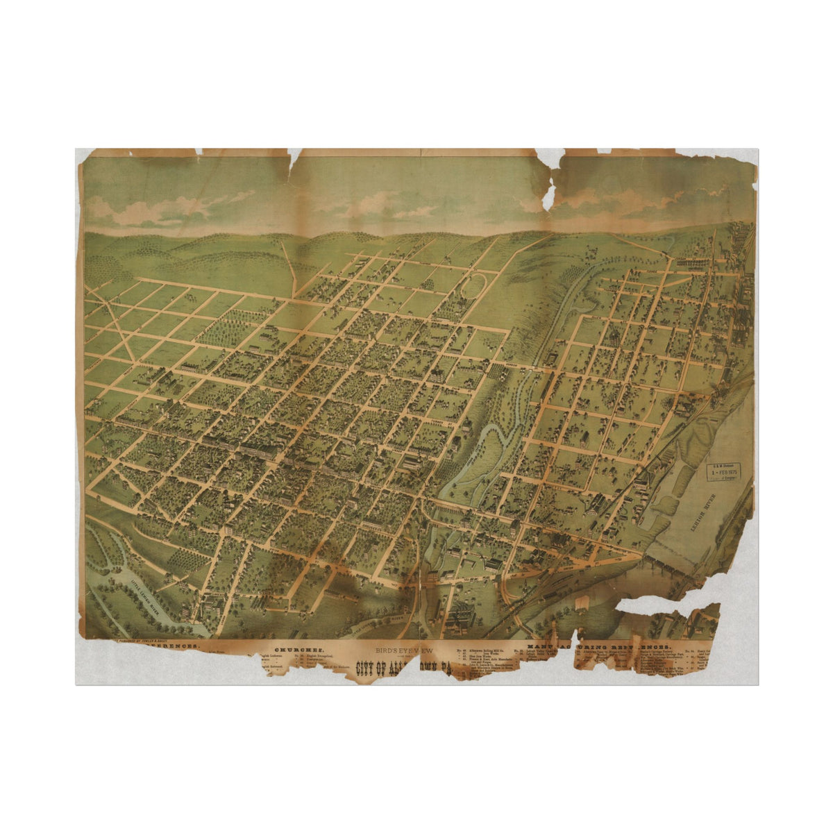 Allentown, Pennsylvania 1879 — Bird's-Eye View Map Print