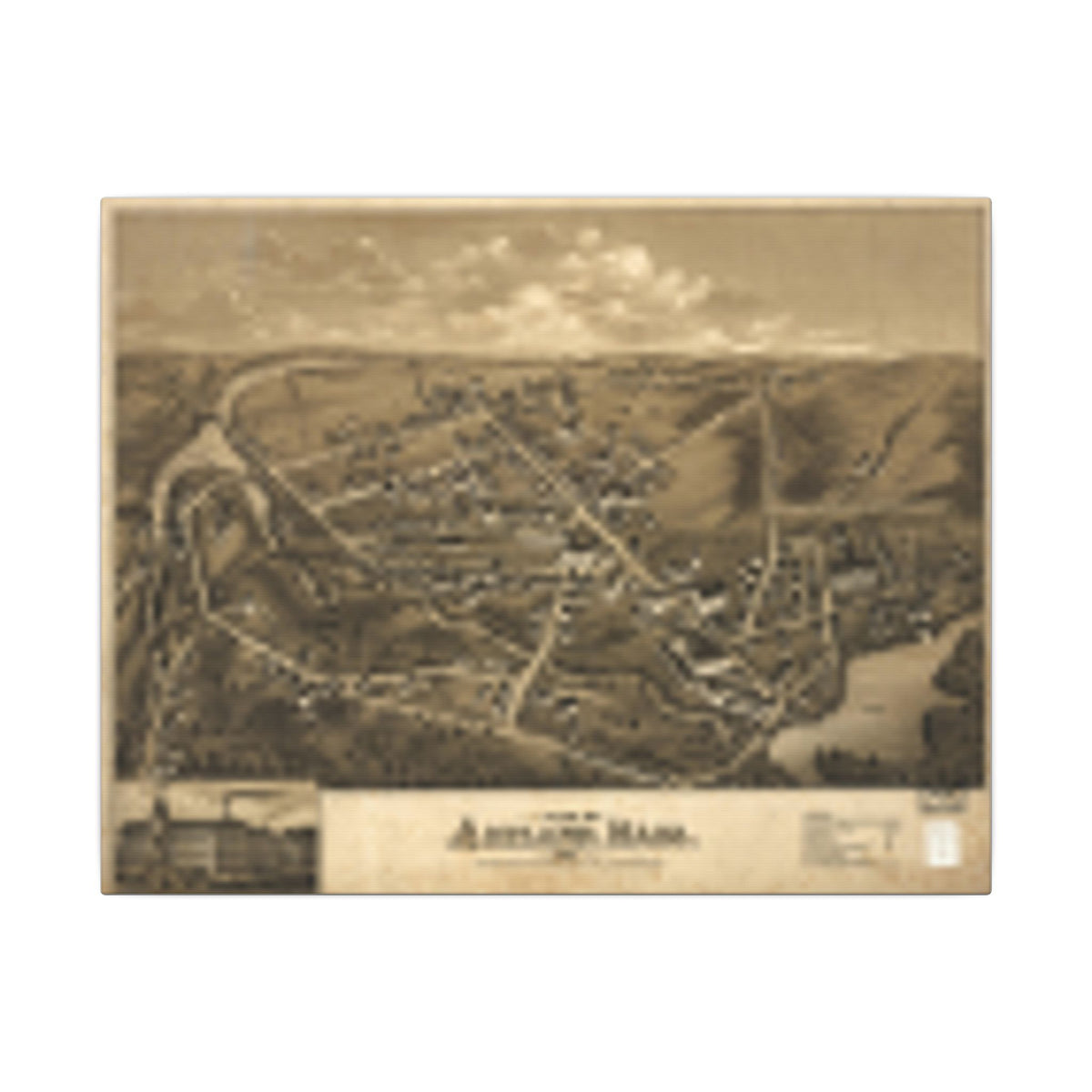 Ashland, Massachusetts 1878 — Bird's-Eye View Map on Canvas