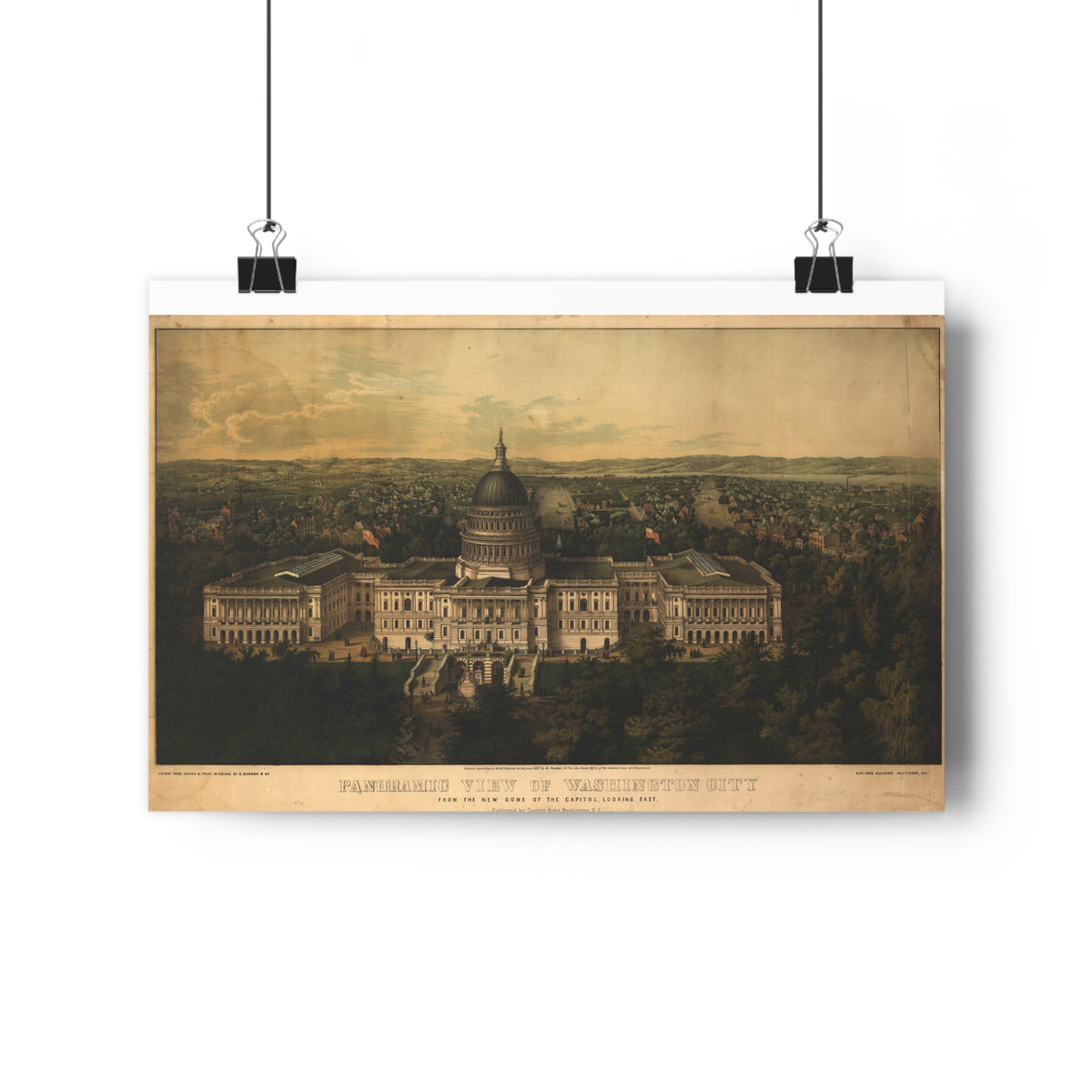 Washington, District of Columbia 1857 — Bird's-Eye View Map Print