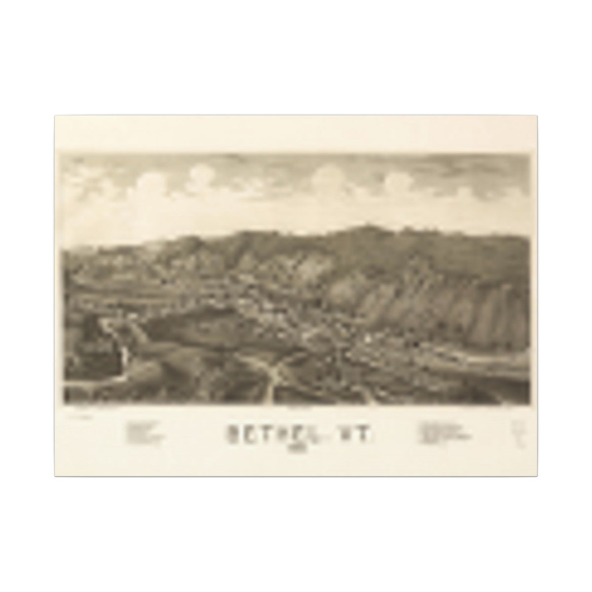 Bethel, Vermont 1886 — Bird's-Eye View Map on Canvas