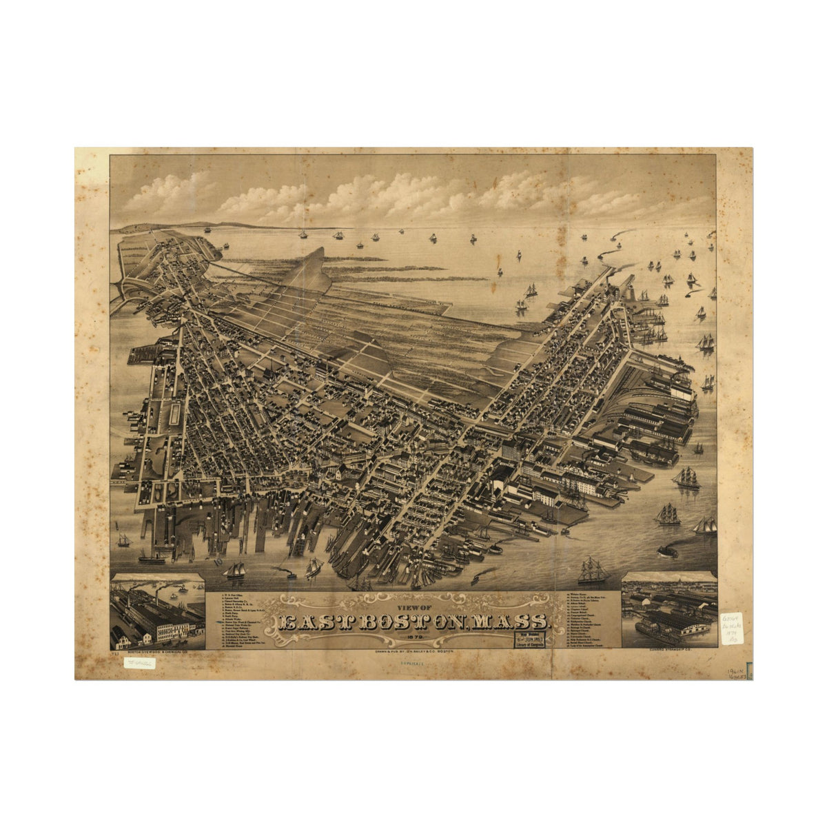 East Boston (Boston), Massachusetts 1879 — Bird's-Eye View Map Print