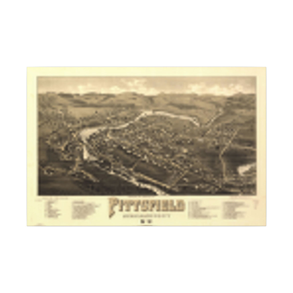 Pittsfield, New Hampshire 1884 — Bird's-Eye View Map on Canvas
