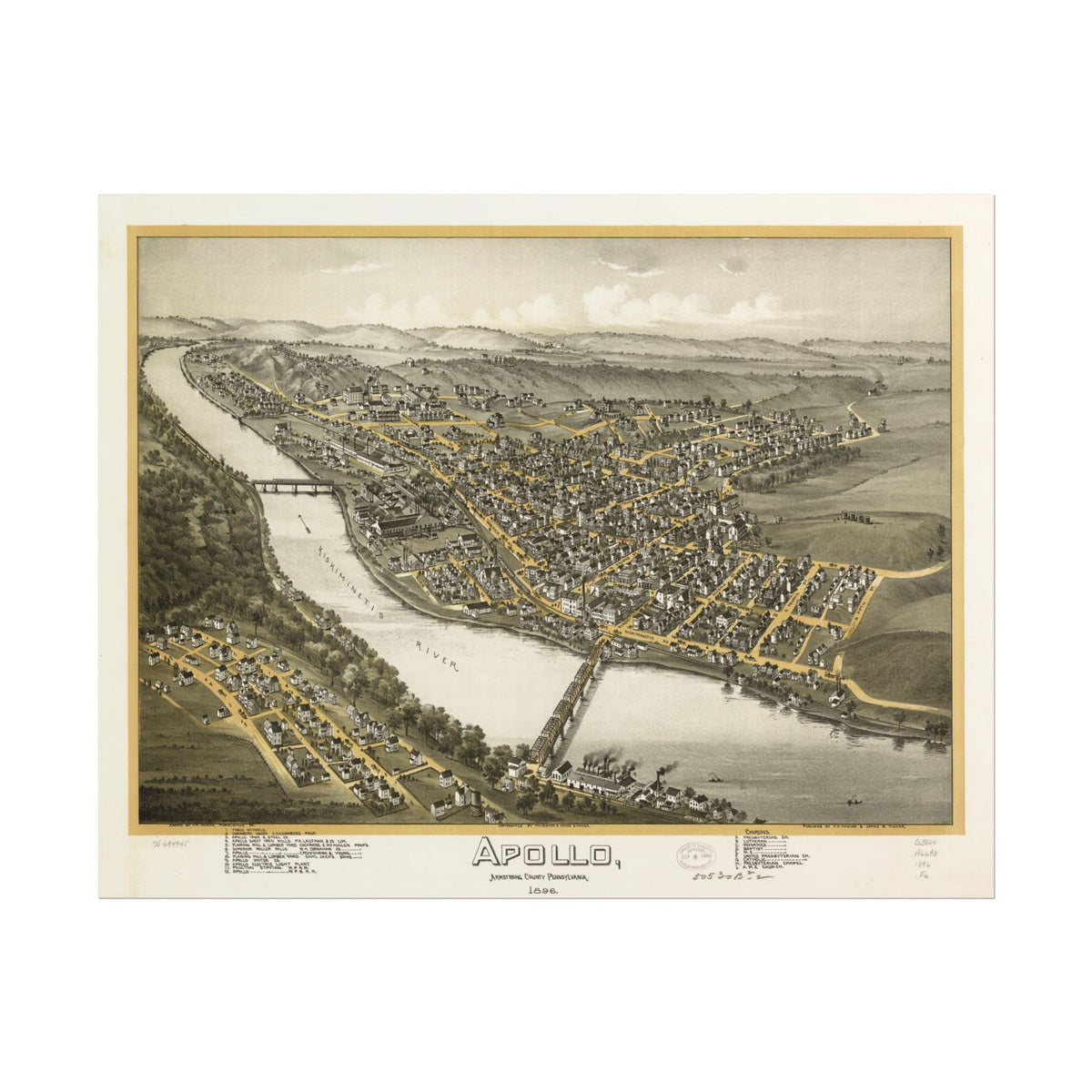 Apollo, Pennsylvania 1896 — Bird's-Eye View Map Print