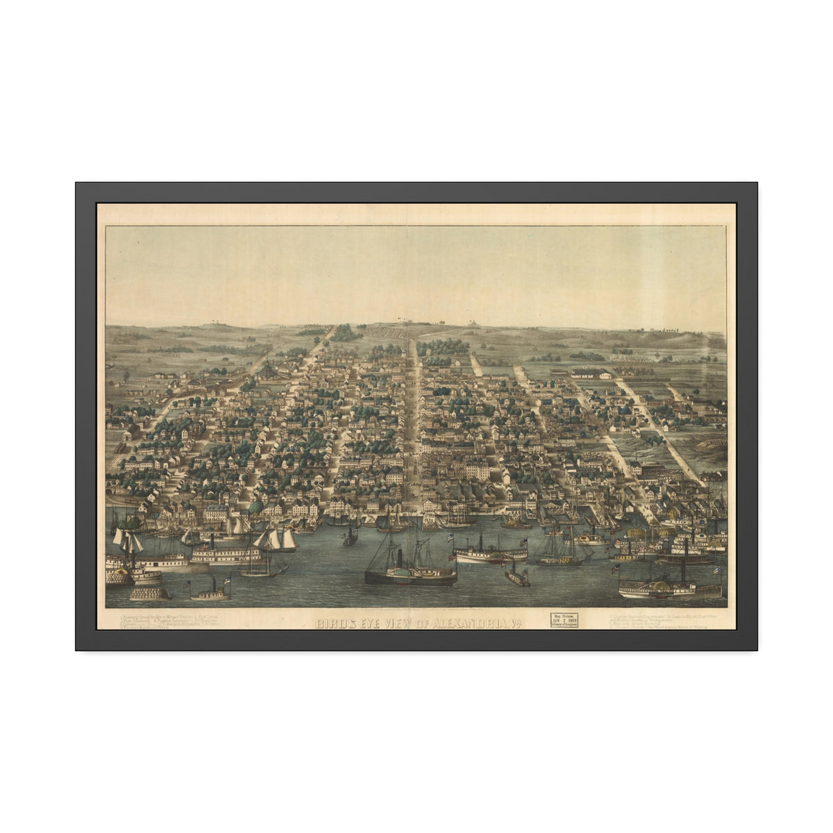 Alexandria, Virginia 1863 — Framed Bird's-Eye View Map