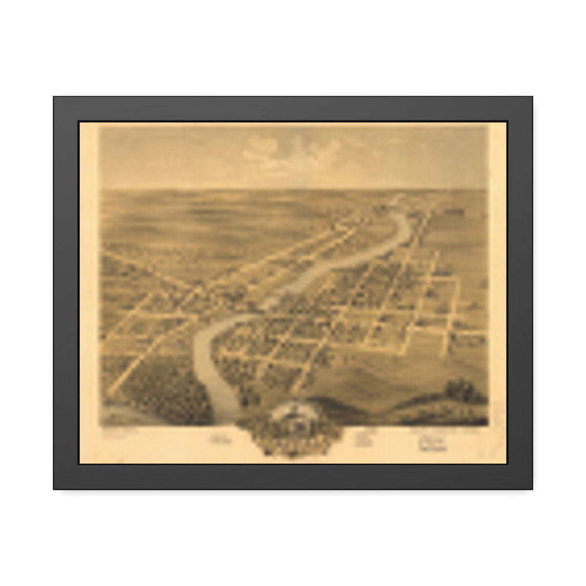 Anoka, Minnesota 1869 — Framed Bird's-Eye View Map