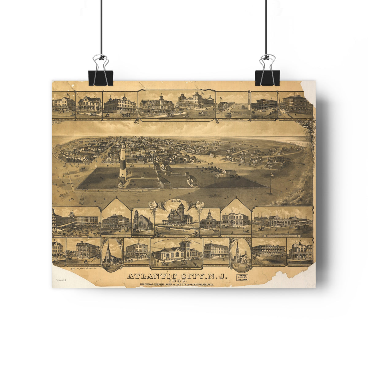 Atlantic City, New Jersey 1880 — Bird's-Eye View Map Print