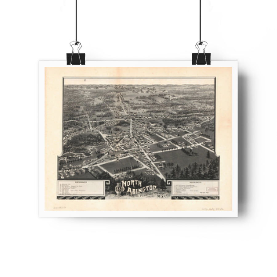 Abington, Massachusetts 1885 — Bird's-Eye View Map Print