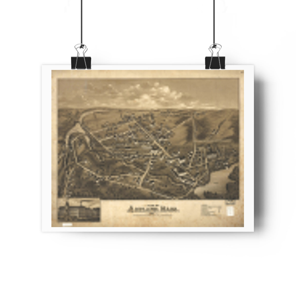 Ashland, Massachusetts 1878 — Bird's-Eye View Map Print