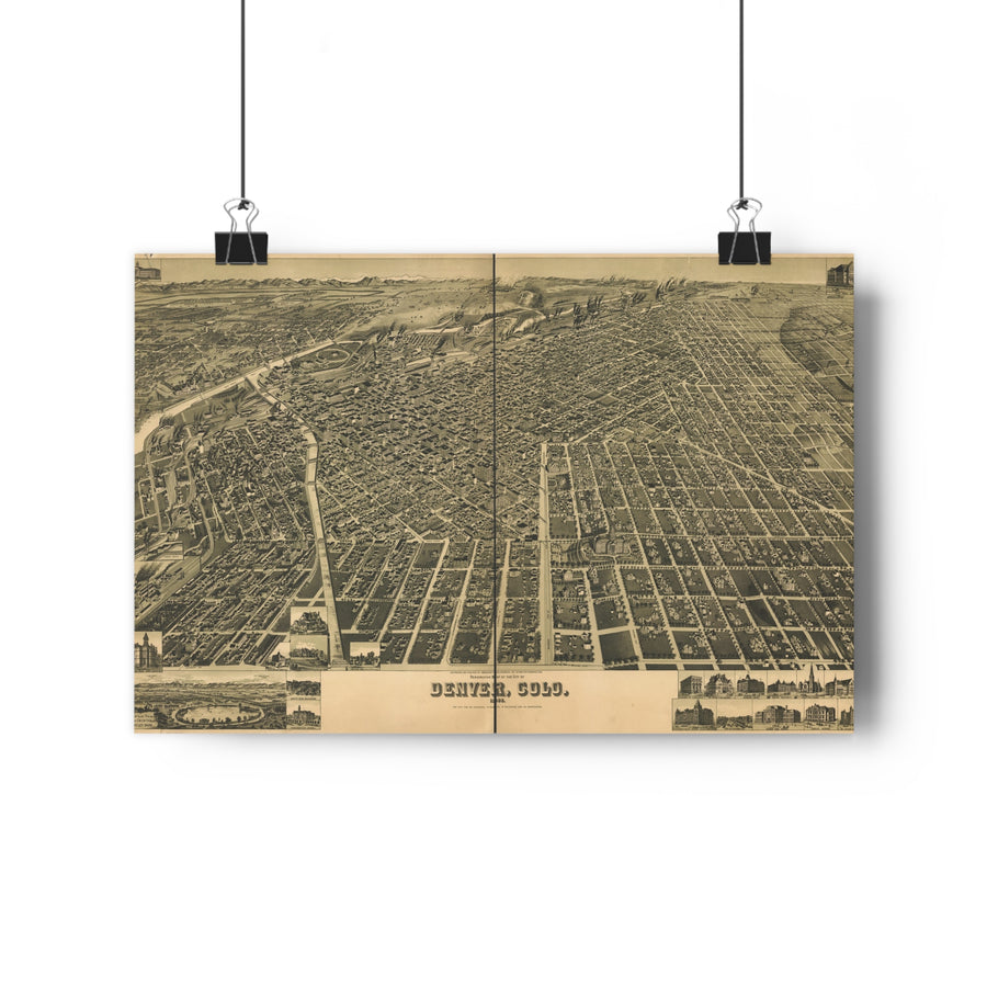 Denver, Colorado 1889 — Bird's-Eye View Map Print