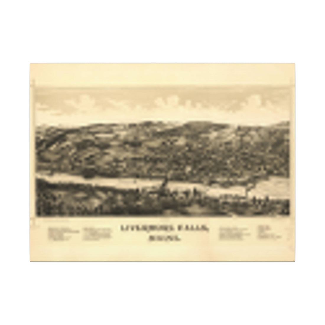 Livermore Falls, Maine 1889 — Bird's-Eye View Map on Canvas