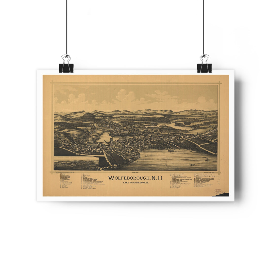 Wolfeboro, New Hampshire 1889 — Bird's-Eye View Map Print